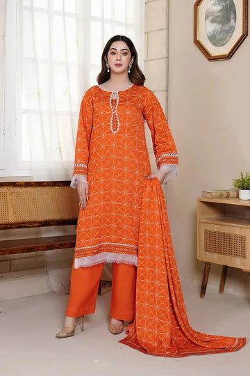 3PC Printed stitched Kotail Linen Suit KKT-3611 - Embroidered - KHAS STORES US -